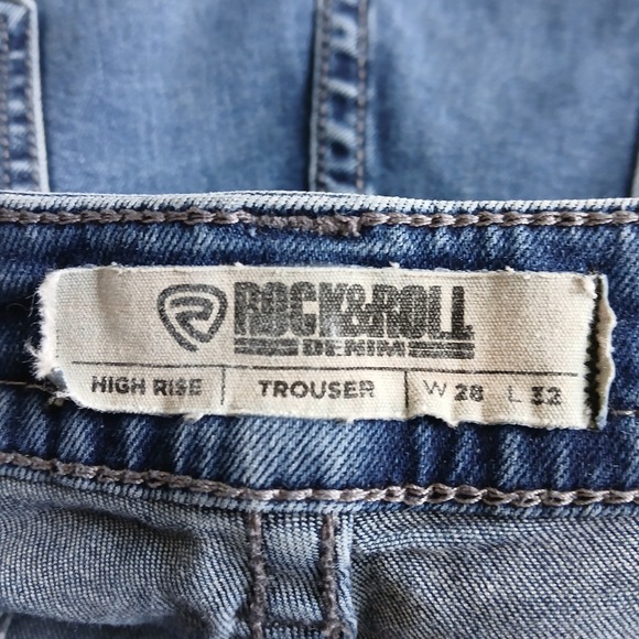 Rock & Roll Denim High Rise Trouser Flare Leg Jeans Womens Size 28/32 Button Fly - Picture 5 of 13